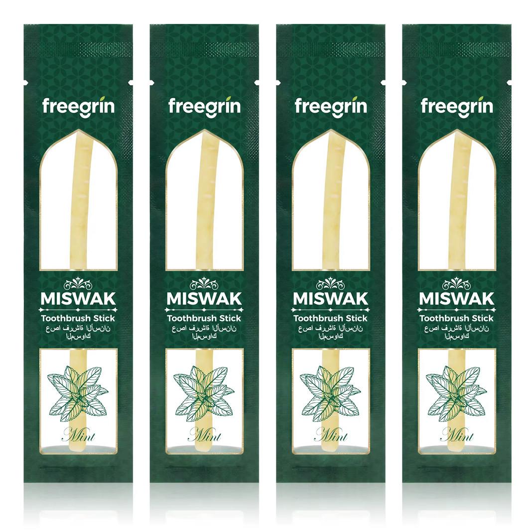 FreeGrin Brosse à Dents Miswak de Qualité Supérieure Personnalisée en Usine Saveurs Naturelles Clou de Girofle Menthe Sachet Sous Vide pour Usage Quotidien Dentifrices Miswak
